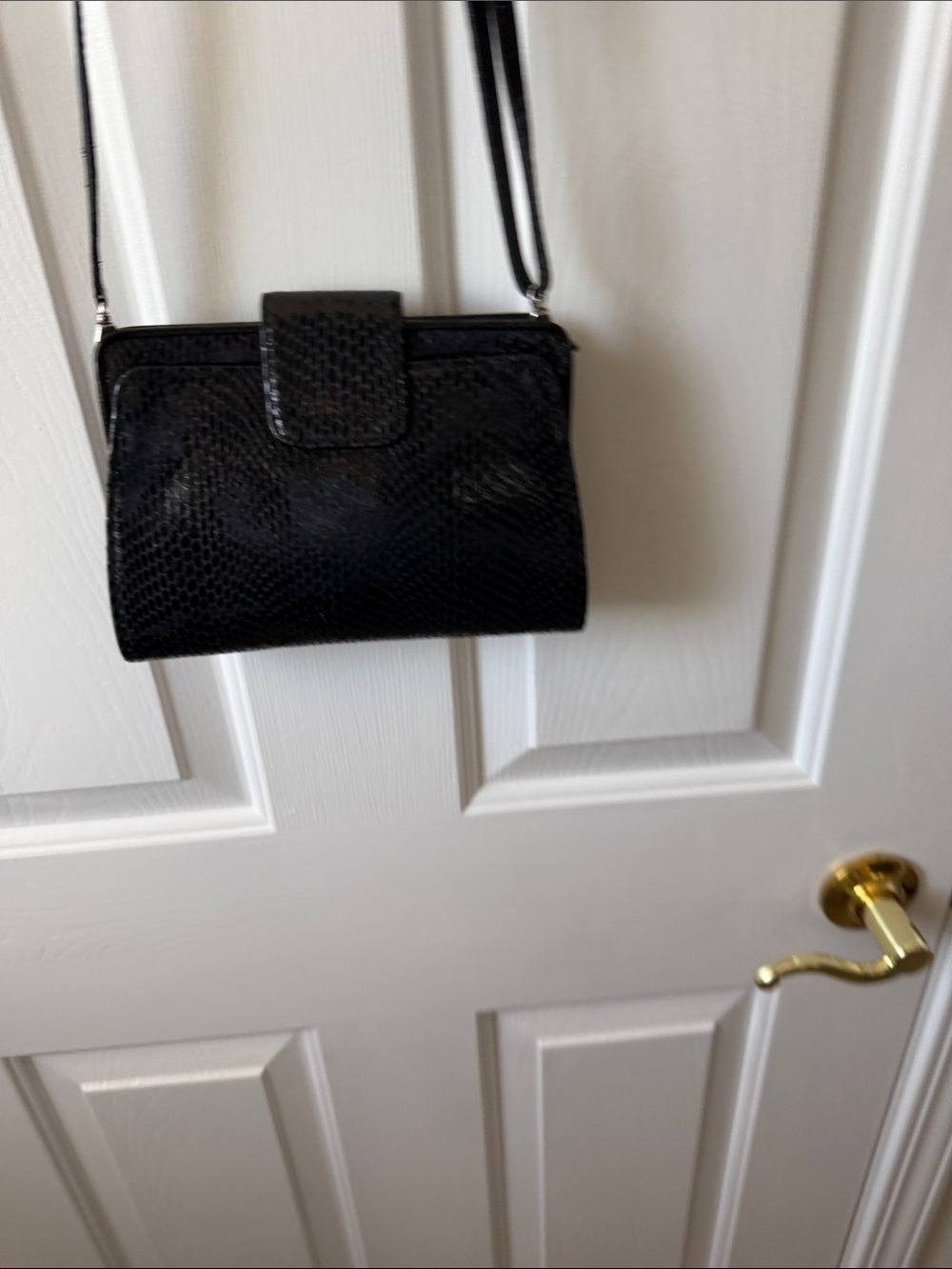 Brighton Black Faux-Snake Leather Wristlet with Decorative Medallion - Picture 2 of 4